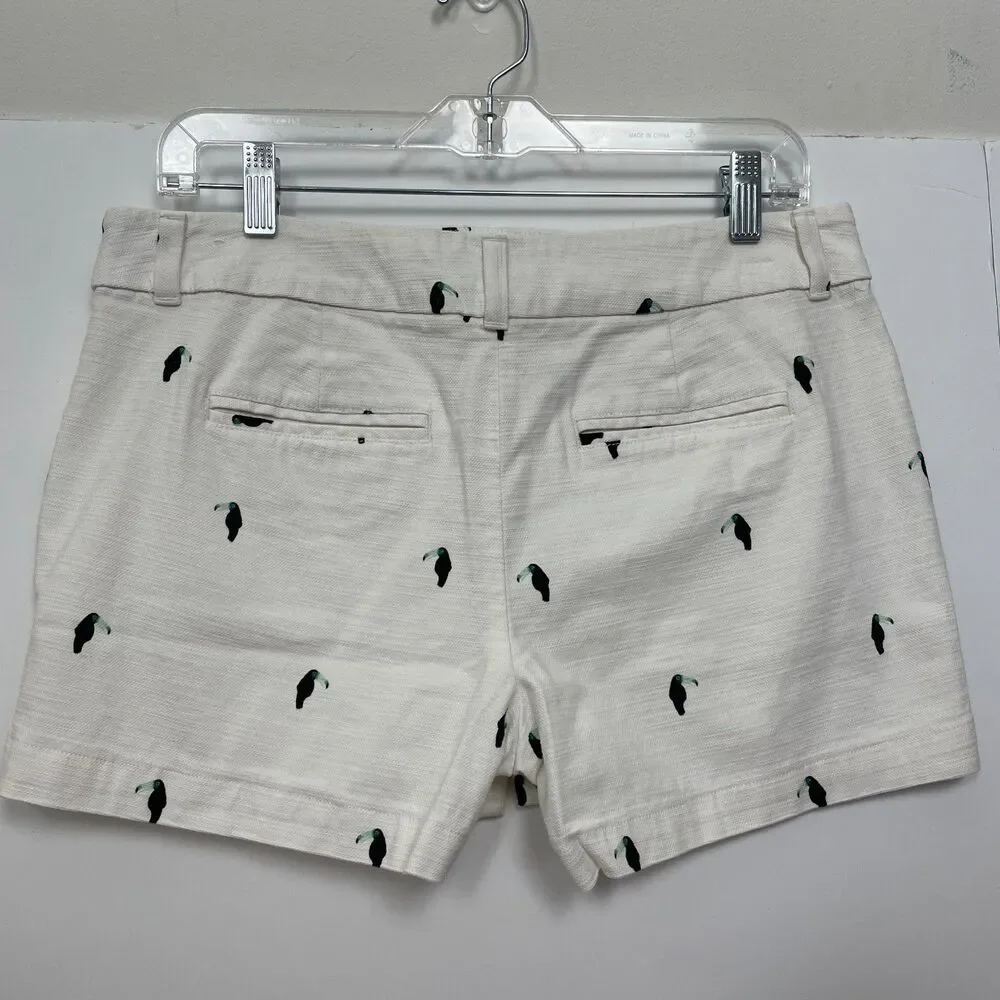 Loft Outlet White Shorts with Novelty Toucan Print Sz 6 - Picture 3 of 8